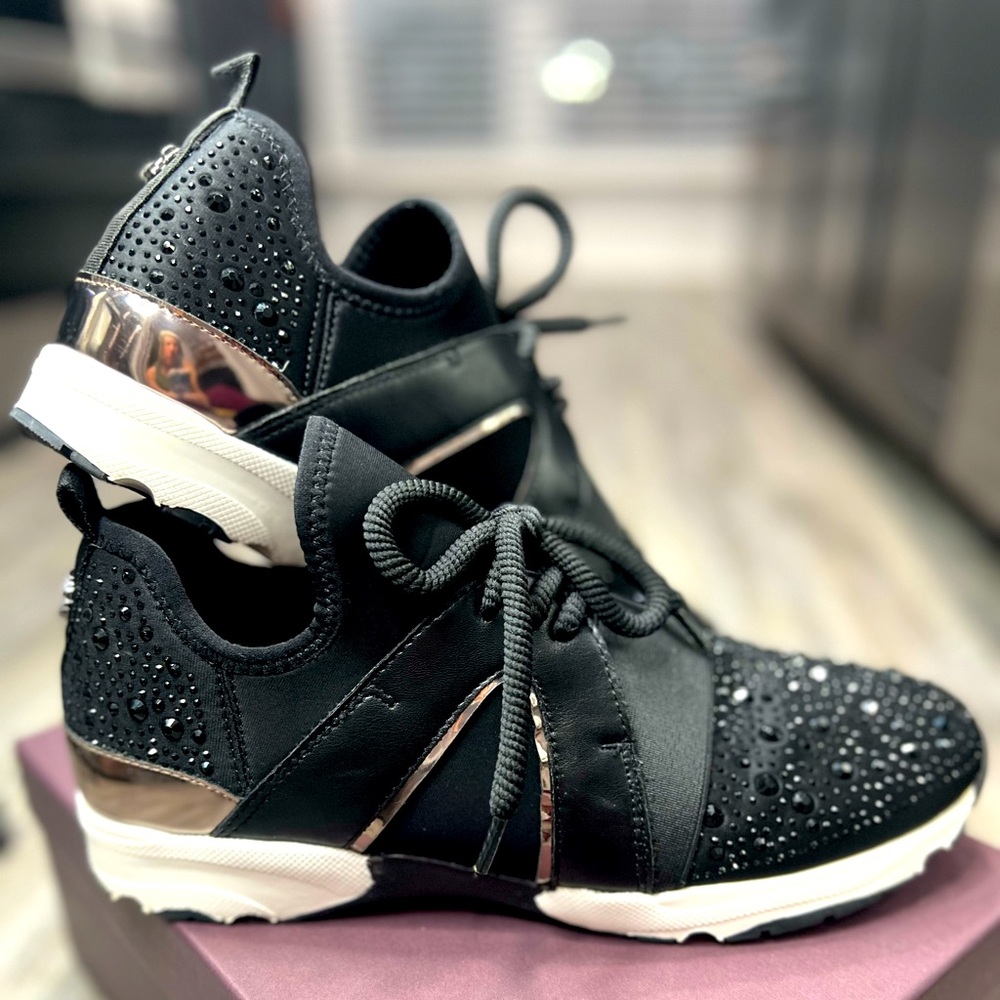 Carvela Lament Bling Black Fabric Sneakers